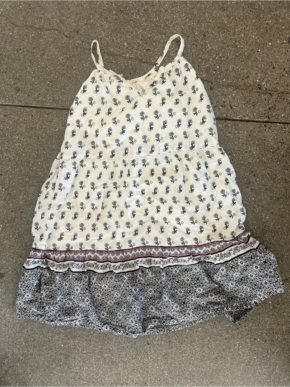 Gap 4T/Girls' White Floral Print Sundress with Border Ruffle